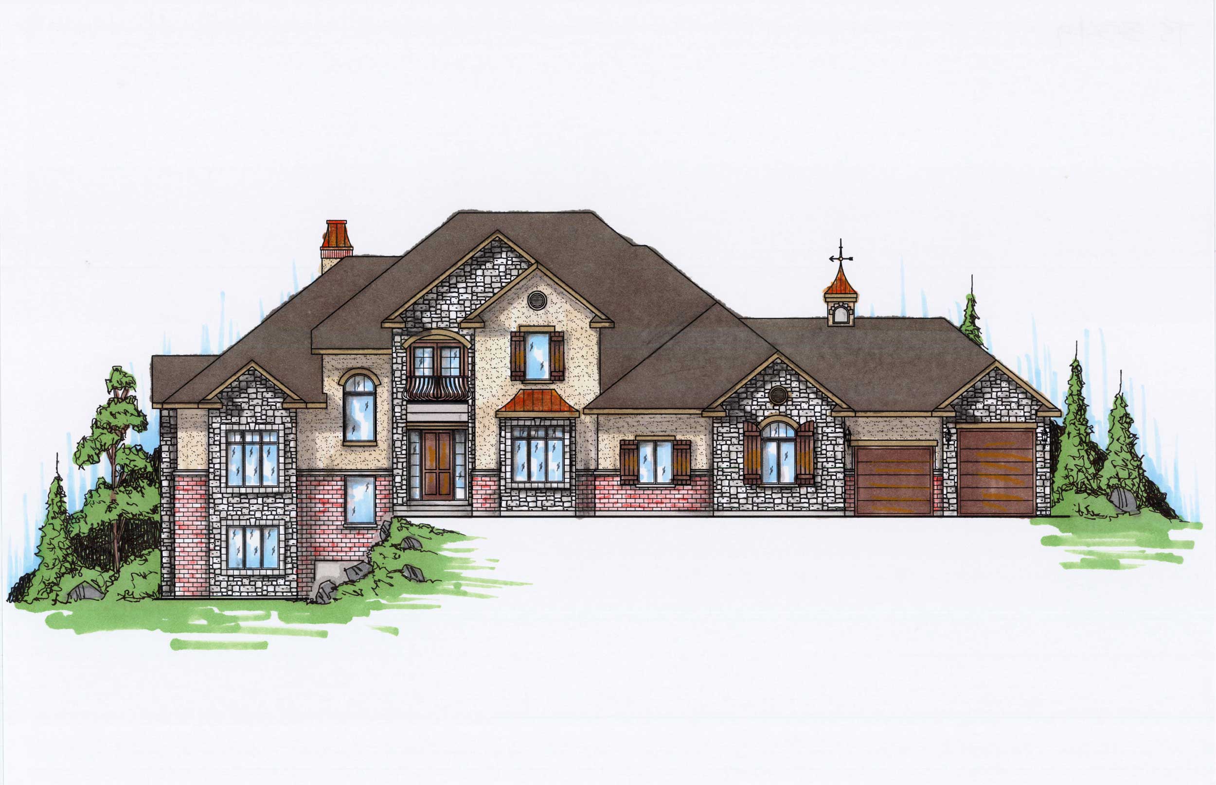 6-Bedroom, 3549 Sq Ft European House Plan - 135-1026 - Front Exterior