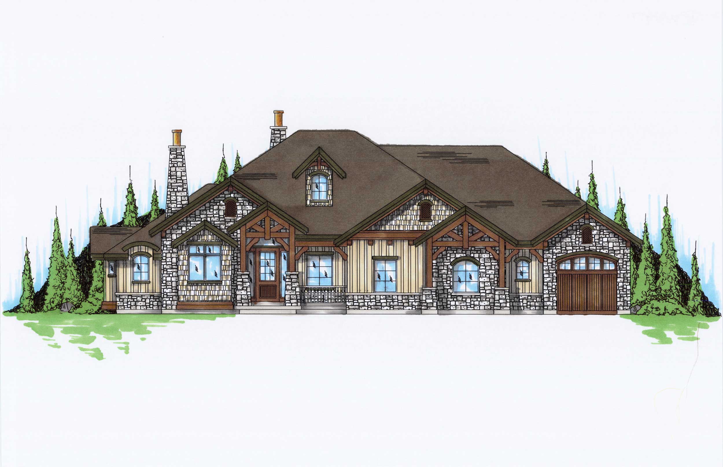 6-Bedroom, 2597 Sq Ft Rustic Craftsman House Plan - 135-1054 - Front Exterior