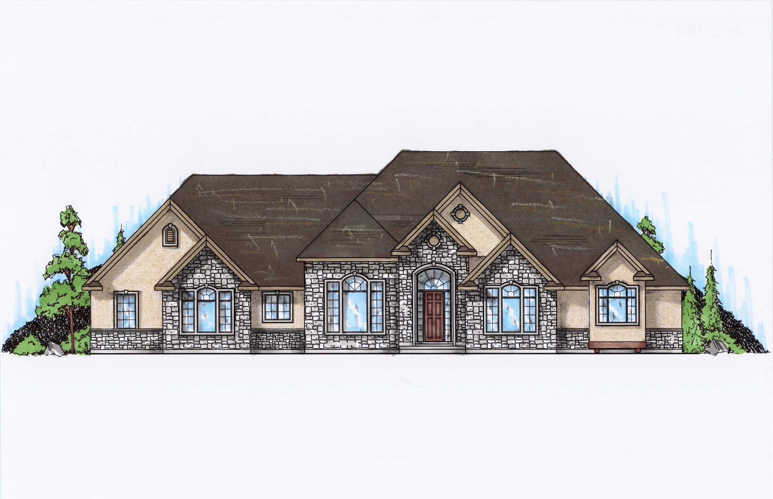 4-Bedroom, 2891 Sq Ft Ranch House Plan - 135-1067 - Front Exterior