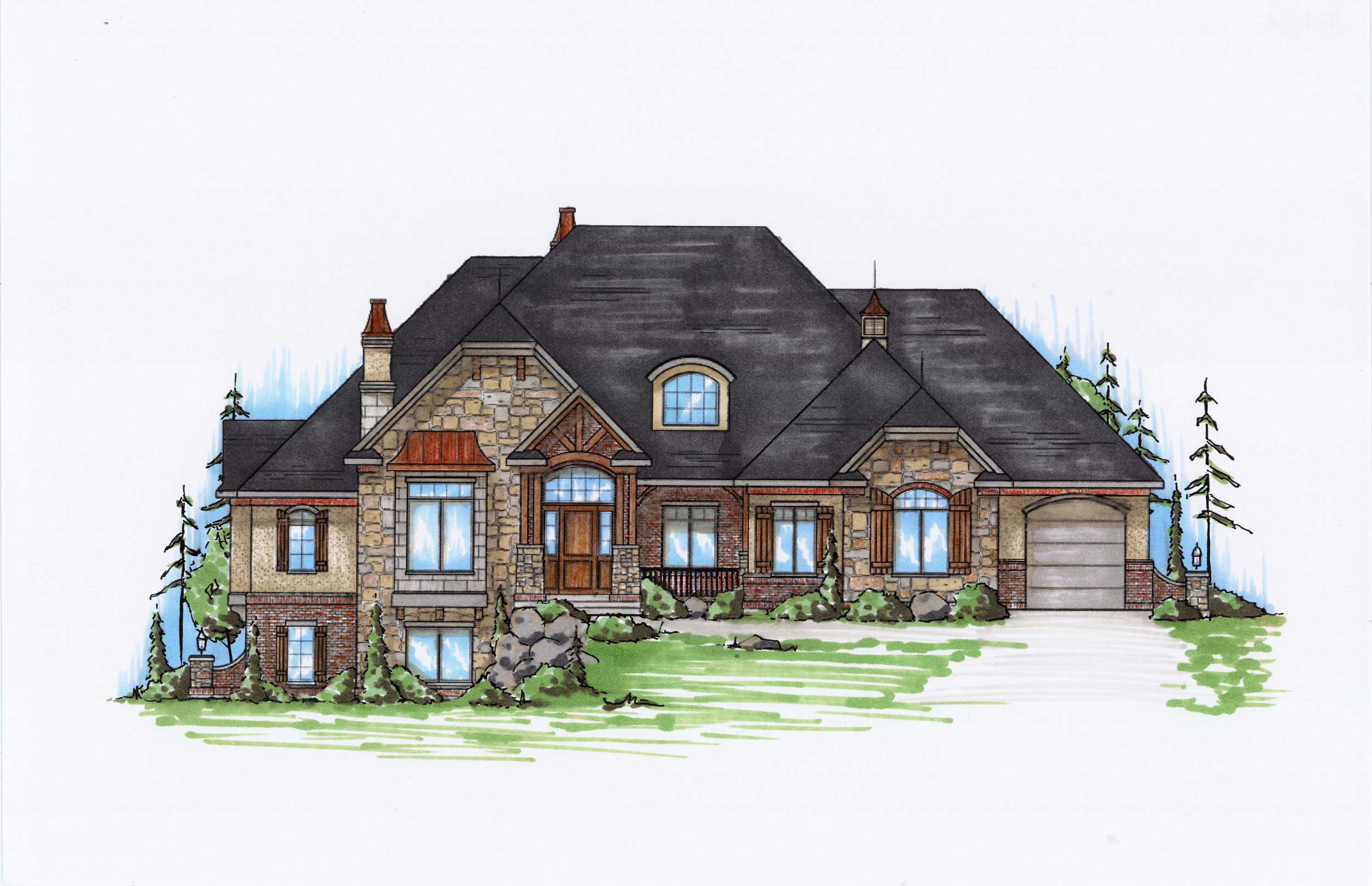 6-Bedroom, 3326 Sq Ft European House Plan - 135-1103 - Front Exterior