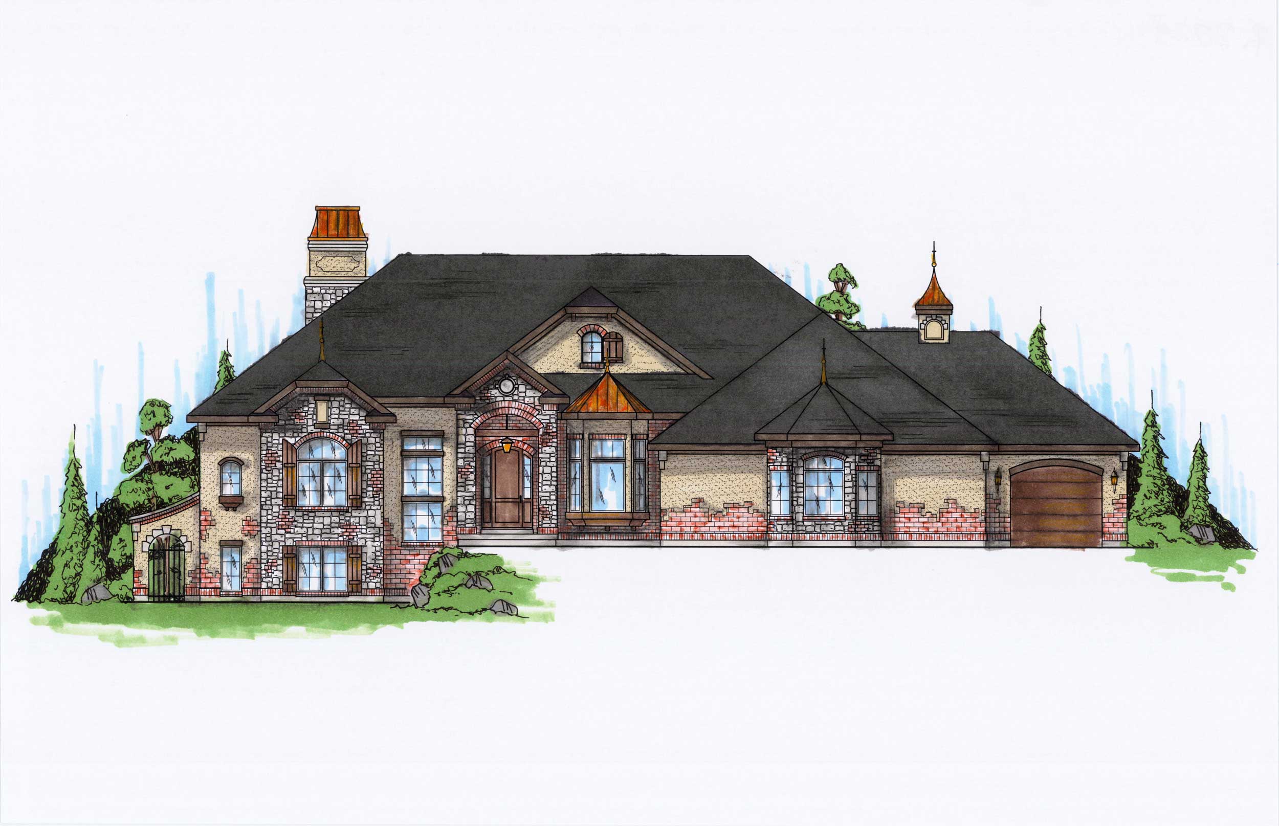 4-Bedroom, 2729 Sq Ft European House Plan - 135-1116 - Front Exterior