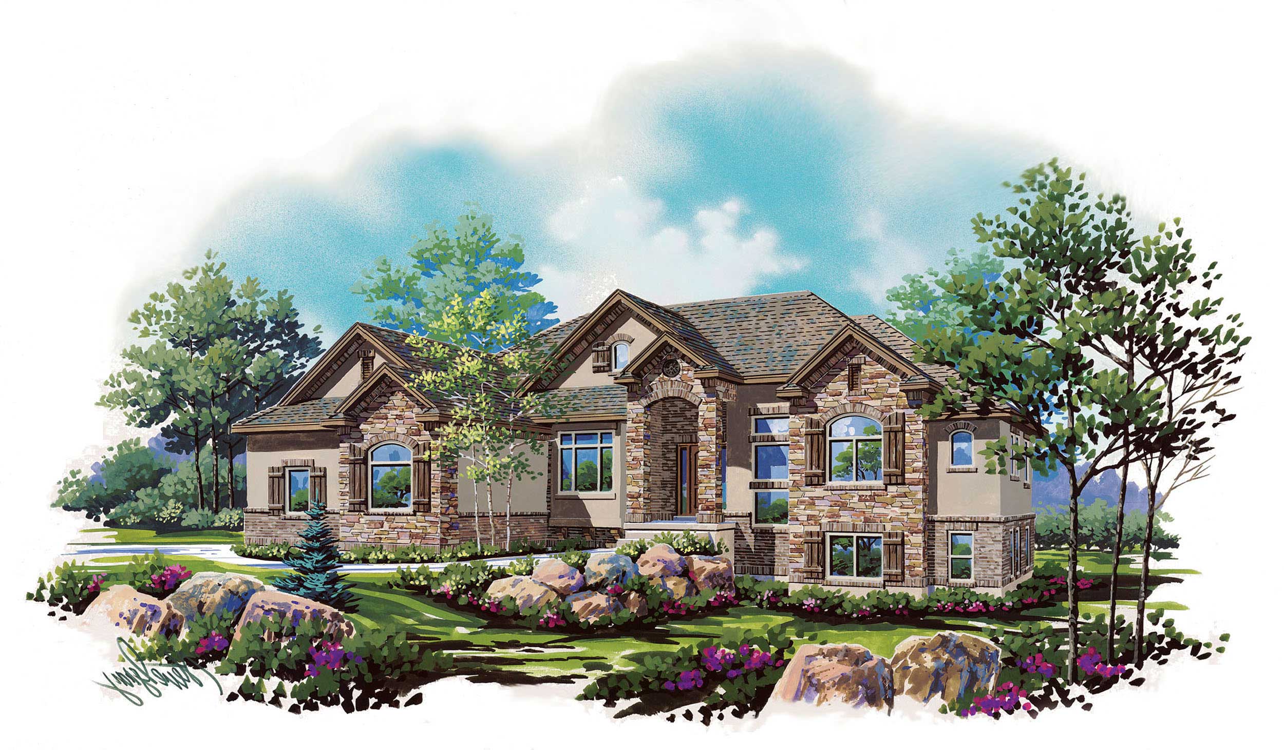 5-Bedroom, 2407 Sq Ft European House Plan - 135-1134 - Front Exterior
