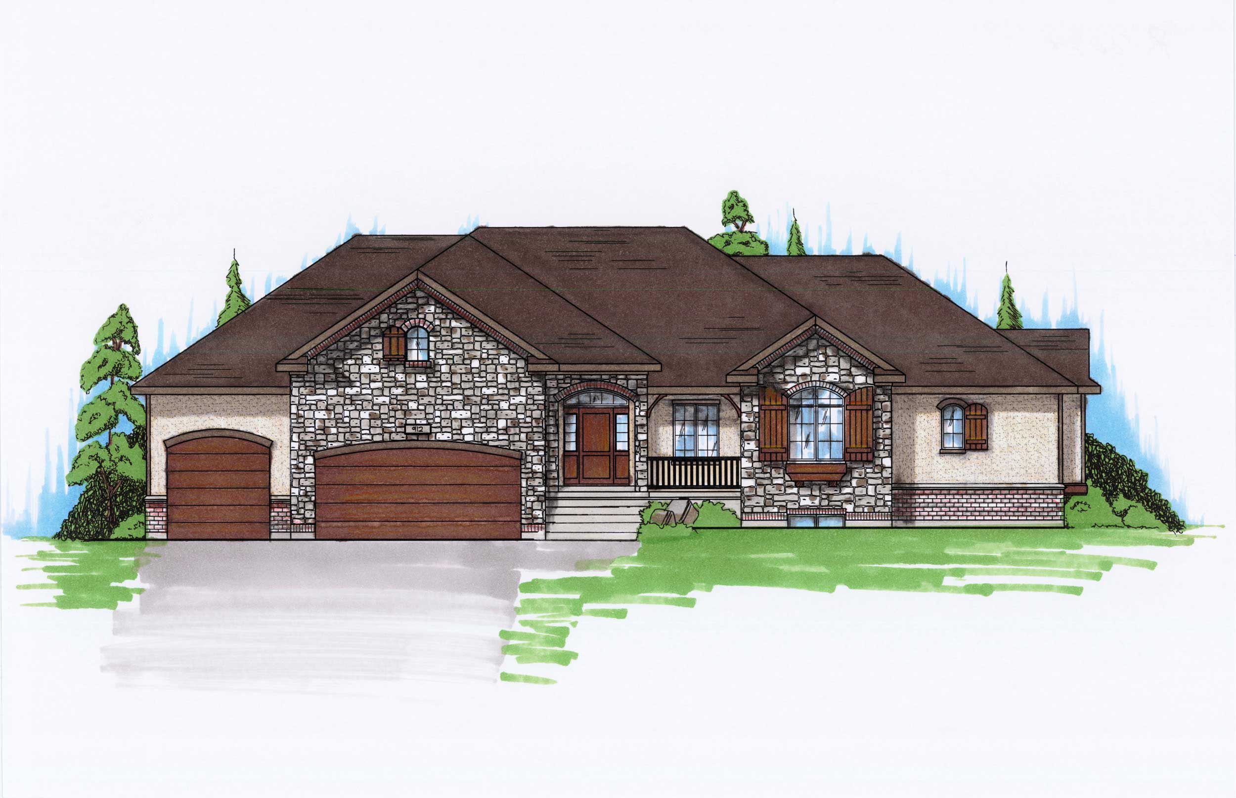 6-Bedroom, 2074 Sq Ft Ranch House Plan - 135-1146 - Front Exterior