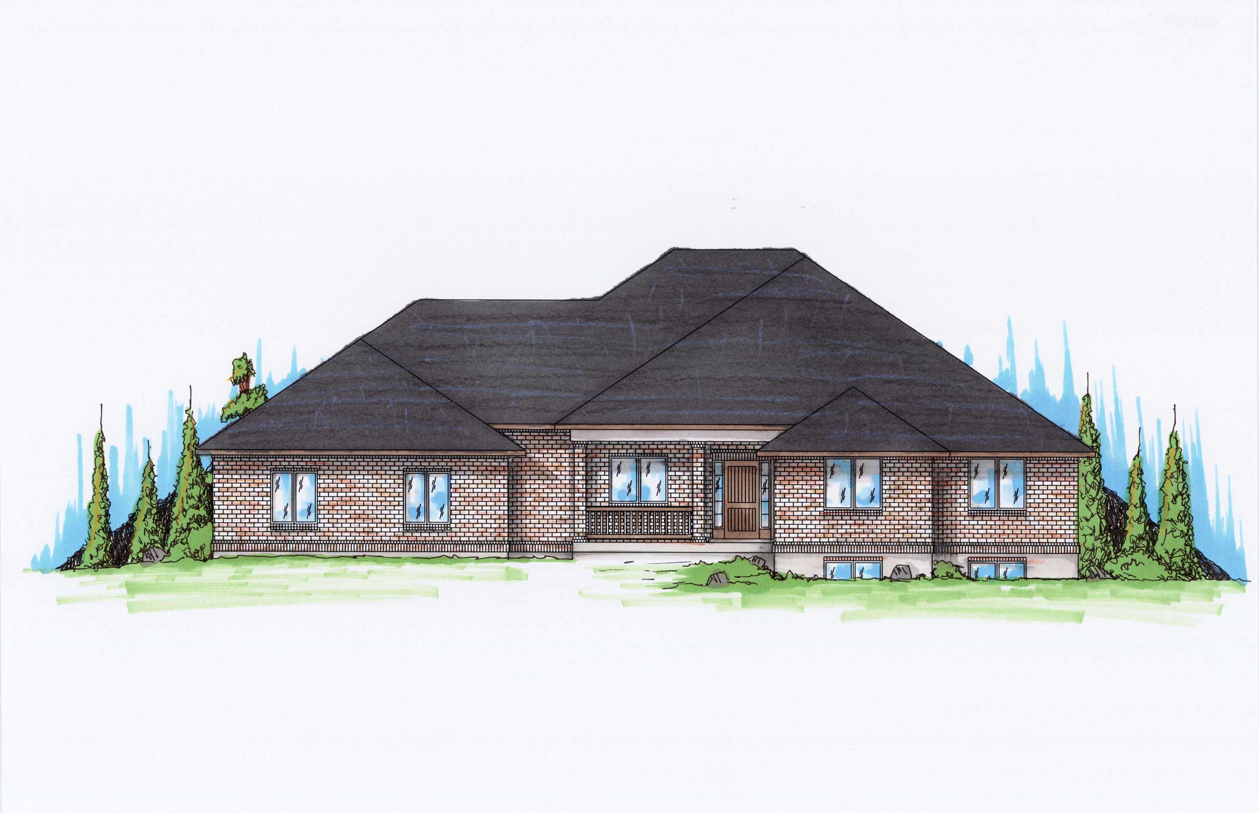 5-Bedroom, 2060 Sq Ft Ranch House Plan - 135-1161 - Front Exterior