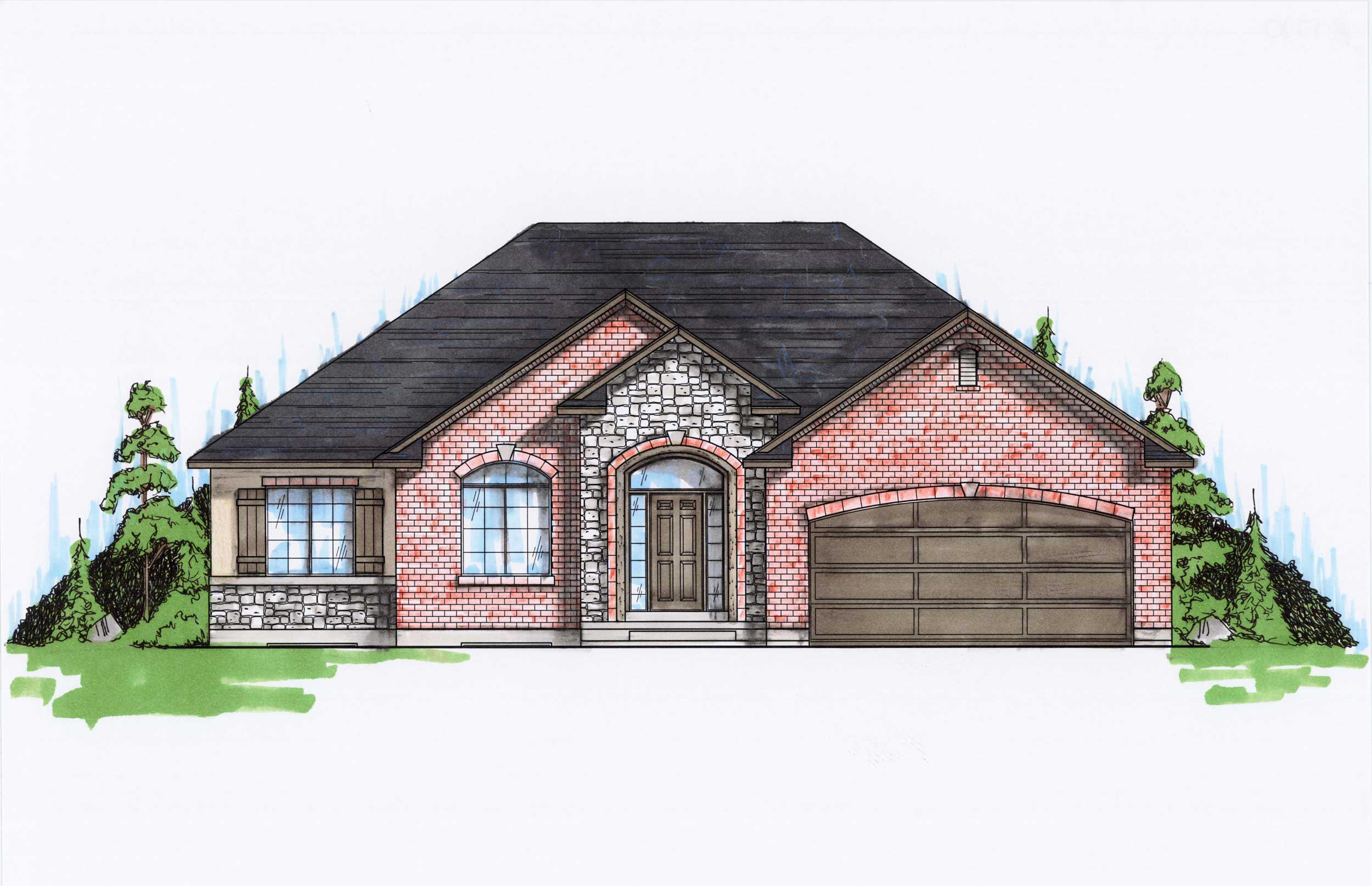 5-Bedroom, 1710 Sq Ft Rustic House Plan - 135-1165 - Front Exterior