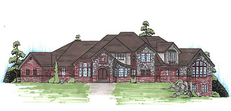 5-Bedroom, 5534 Sq Ft European House Plan - 135-1220 - Front Exterior