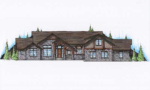 2-Bedroom, 3076 Sq Ft European House Plan - 135-1237 - Front Exterior