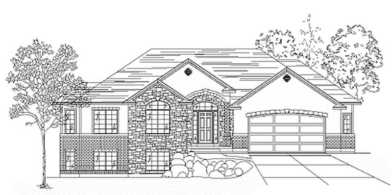 3-Bedroom, 1750 Sq Ft European House Plan - 135-1284 - Front Exterior