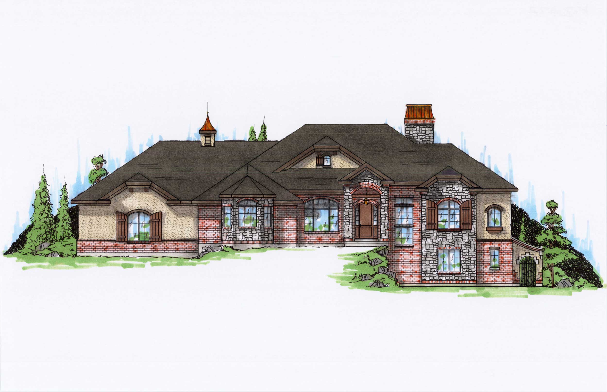 3-Bedroom, 2872 Sq Ft European House Plan - 135-1316 - Front Exterior