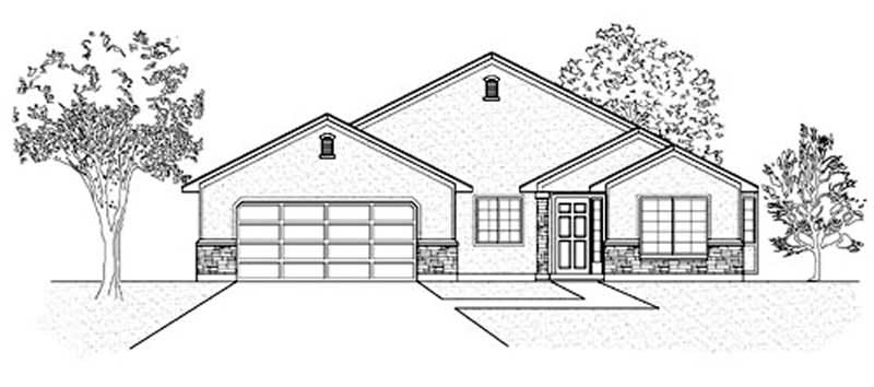 3-Bedroom, 1503 Sq Ft Ranch Home Plan - 135-1328 - Main Exterior