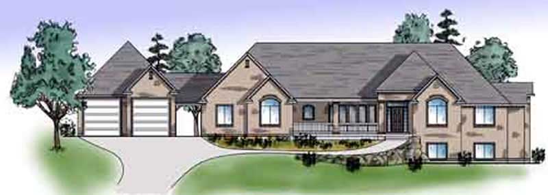 4-Bedroom, 2910 Sq Ft European House Plan - 135-1350 - Front Exterior