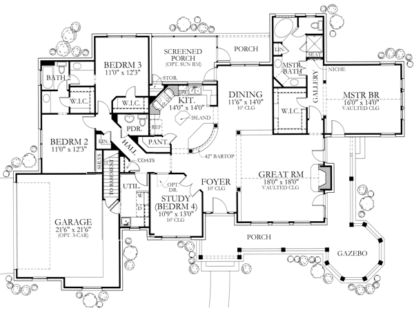 First Floor with Basement Option (stairs shown next to garage)