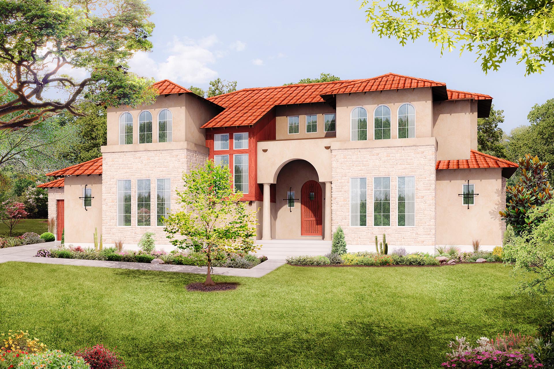 5-Bedroom, 3585 Sq Ft Mediterranean Home Plan - 136-1039 - Main Exterior