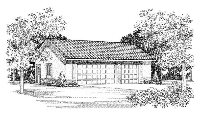 1-Bedroom, 900 Sq Ft Garage Home Plan - 137-1020 - Main Exterior