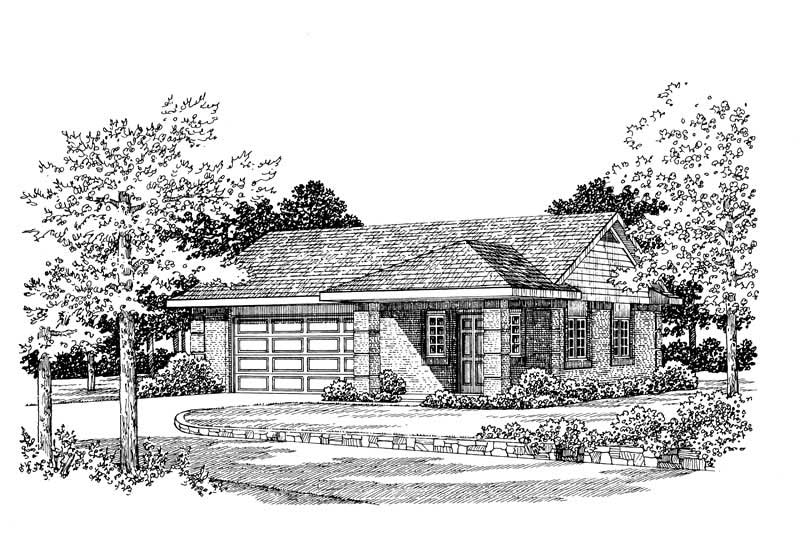 1-Bedroom, 861 Sq Ft Garage House Plan - 137-1036 - Front Exterior