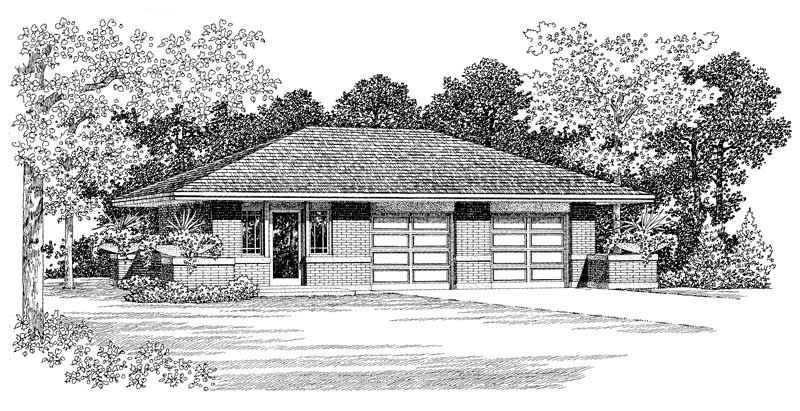 1-Bedroom, 294 Sq Ft Garage House Plan - 137-1051 - Front Exterior