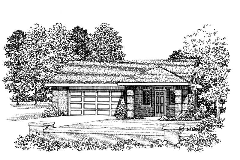 1-Bedroom, 876 Sq Ft Garage House Plan - 137-1067 - Front Exterior