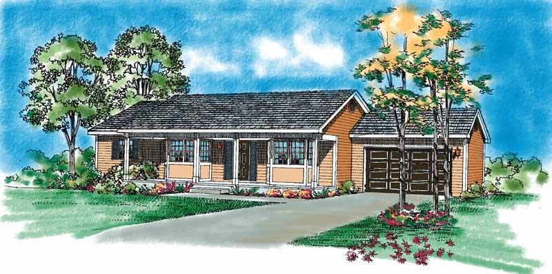3-Bedroom, 1492 Sq Ft Country House Plan - 137-1092 - Front Exterior
