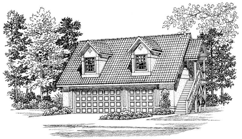 1-Bedroom, 1590 Sq Ft Garage House Plan - 137-1096 - Front Exterior