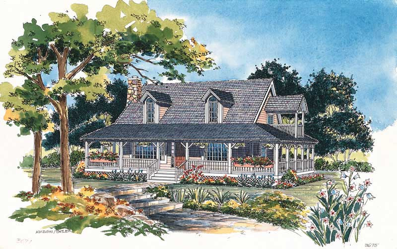 3-Bedroom, 1673 Sq Ft Country Home Plan - 137-1098 - Main Exterior