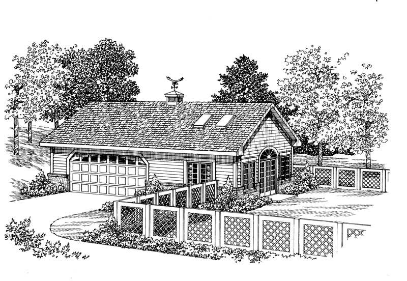 1-Bedroom, 876 Sq Ft Garage House Plan - 137-1101 - Front Exterior