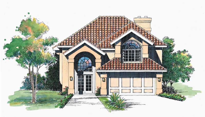 3-Bedroom, 2240 Sq Ft Mediterranean House Plan - 137-1290 - Front Exterior