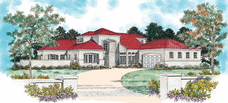 4-Bedroom, 2385 Sq Ft Mediterranean Home Plan - 137-1340 - Main Exterior