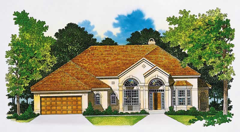 2-Bedroom, 2312 Sq Ft Mediterranean Home Plan - 137-1391 - Main Exterior