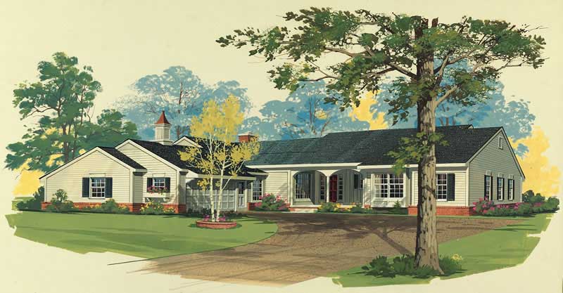 3-Bedroom, 2758 Sq Ft Ranch Home Plan - 137-1456 - Main Exterior