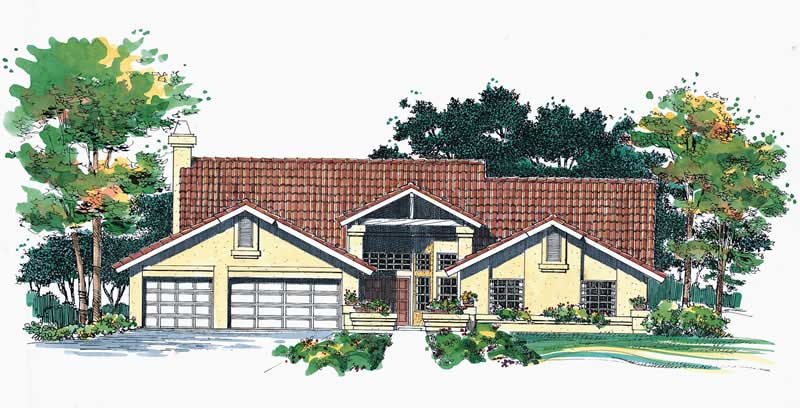 4-Bedroom, 2577 Sq Ft Southwest Home Plan - 137-1544 - Main Exterior