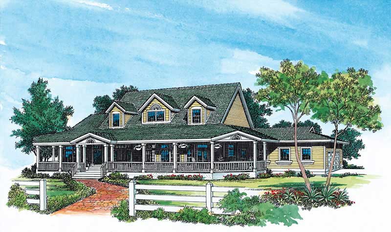 4-Bedroom, 3434 Sq Ft Country House Plan - 137-1556 - Front Exterior