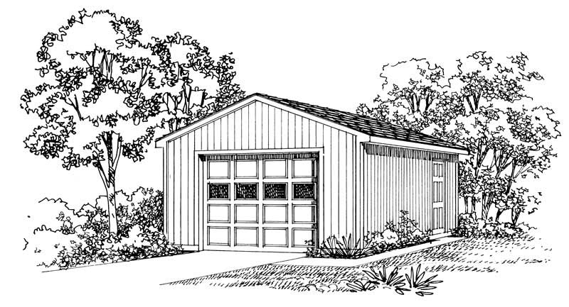 1-Car, 384 Sq Ft Garage Home Plan - 137-1568 - Main Exterior