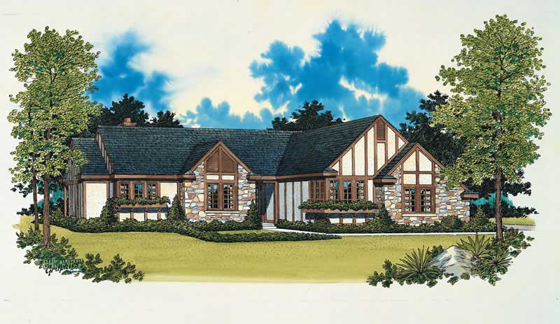 2-Bedroom, 2032 Sq Ft European House Plan - 137-1569 - Front Exterior