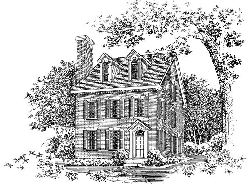 2-Bedroom, 2598 Sq Ft Colonial Home Plan - 137-1581 - Main Exterior