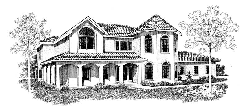 4-Bedroom, 2688 Sq Ft Mediterranean House Plan - 137-1613 - Front Exterior