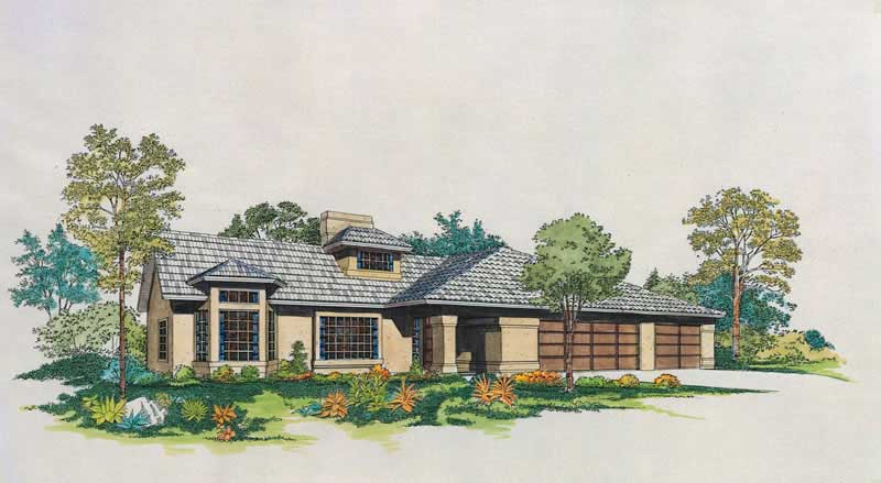 3-Bedroom, 2145 Sq Ft Mediterranean Home Plan - 137-1634 - Main Exterior