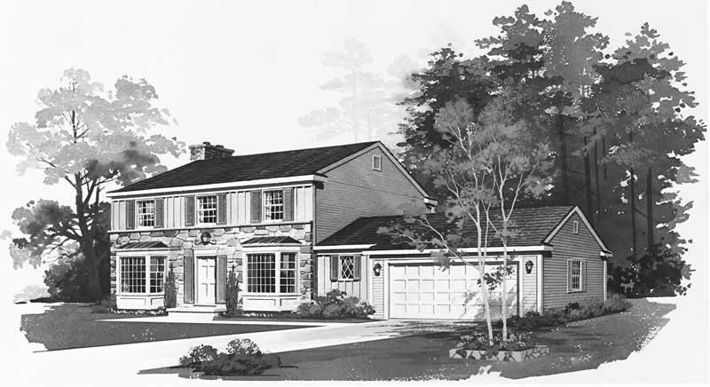 2-Bedroom, 1870 Sq Ft Colonial Home Plan - 137-1652 - Main Exterior