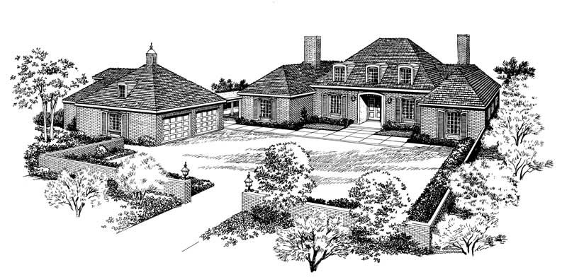 4-Bedroom, 3498 Sq Ft European House Plan - 137-1653 - Front Exterior