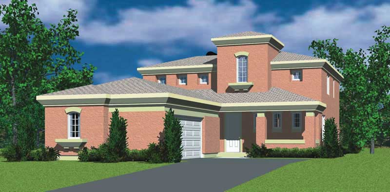 4-Bedroom, 2277 Sq Ft Mediterranean Home Plan - 137-1701 - Main Exterior