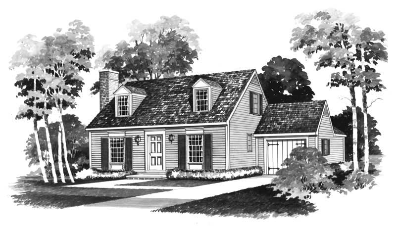 3-Bedroom, 1245 Sq Ft Cape Cod Home Plan - 137-1758 - Main Exterior