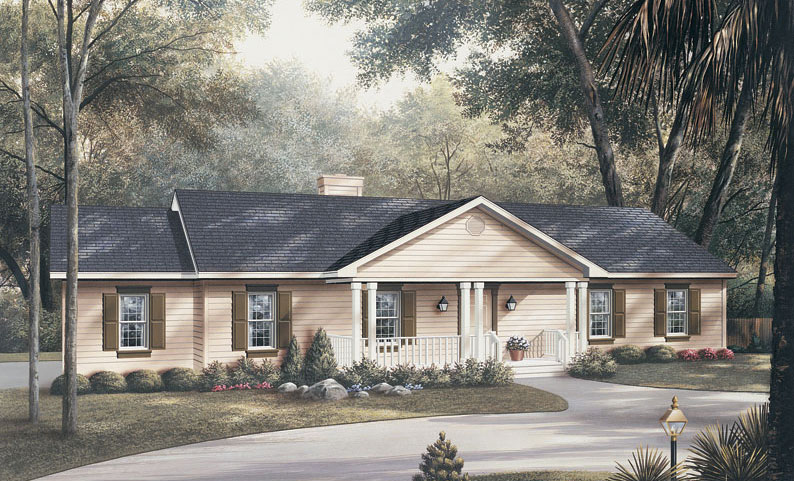 3-Bedroom, 1360 Sq Ft Traditional Home Plan - 138-1012 - Main Exterior