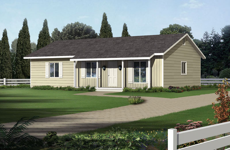 3-Bedroom, 1288 Sq Ft Ranch Home Plan - 138-1020 - Main Exterior