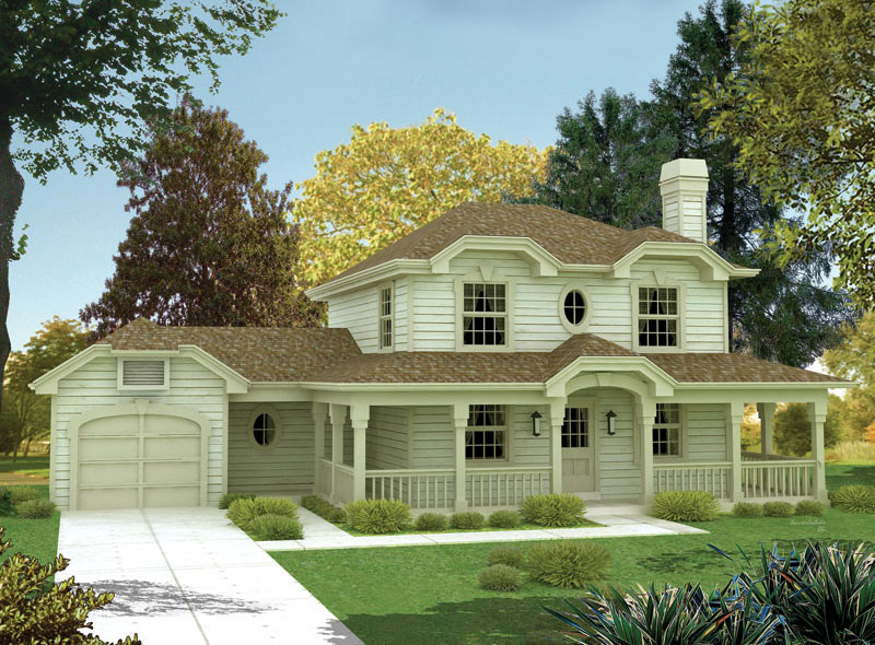 3-Bedroom, 1618 Sq Ft Country Home Plan - 138-1064 - Main Exterior