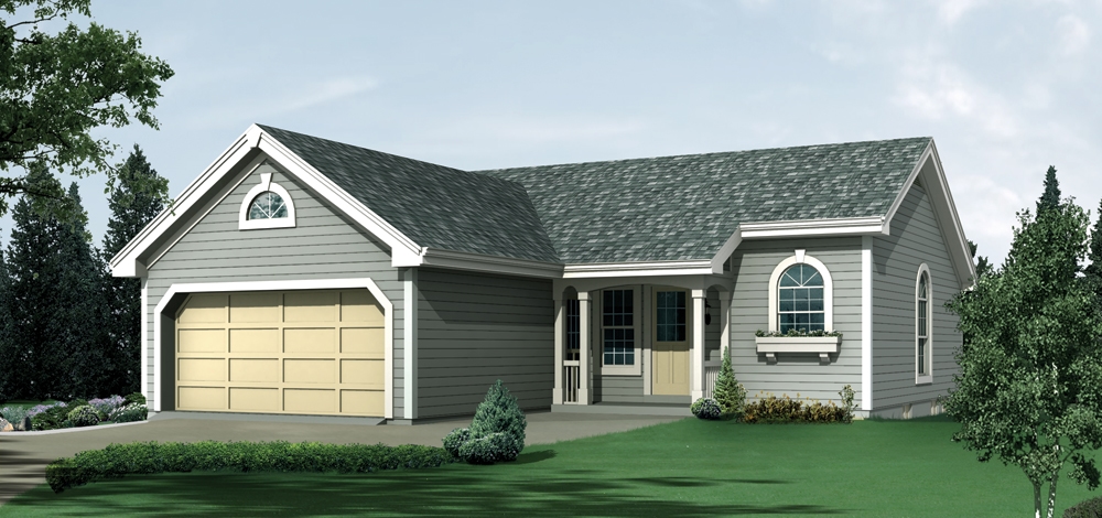 3-Bedroom, 1102 Sq Ft Ranch Home Plan - 138-1202 - Main Exterior