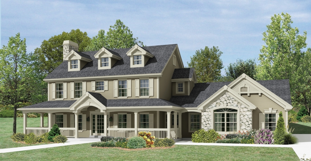 4-Bedroom, 2368 Sq Ft Country Home Plan - 138-1204 - Main Exterior