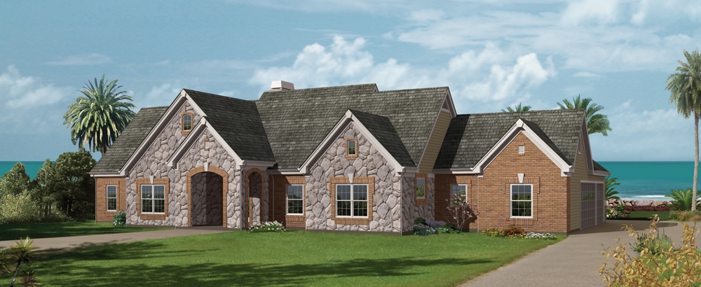 3-Bedroom, 2859 Sq Ft Ranch House Plan - 138-1229 - Front Exterior