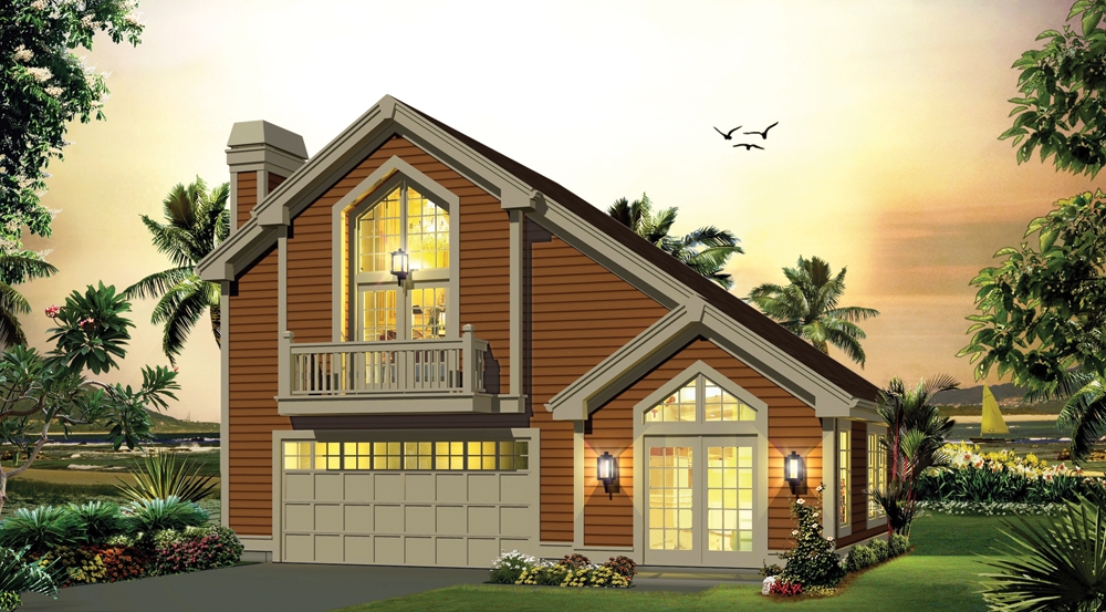 1-Bedroom, 1028 Sq Ft Garage w/Apartments House Plan - 138-1278 - Front Exterior