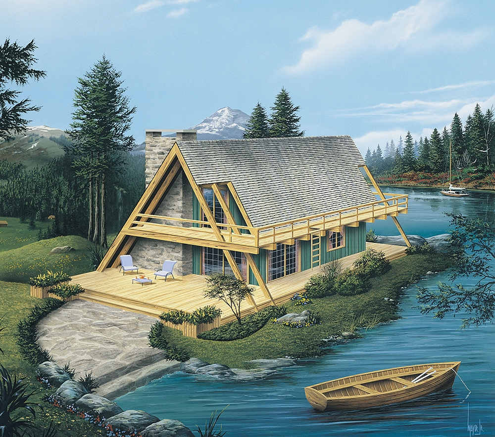 2-Bedroom, 865 Sq Ft A Frame House Plan - 138-1334 - Front Exterior