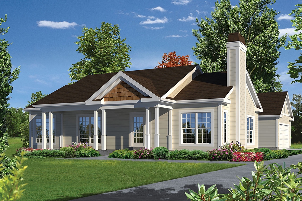 3-Bedroom, 1368 Sq Ft Country House Plan - 138-1339 - Front Exterior