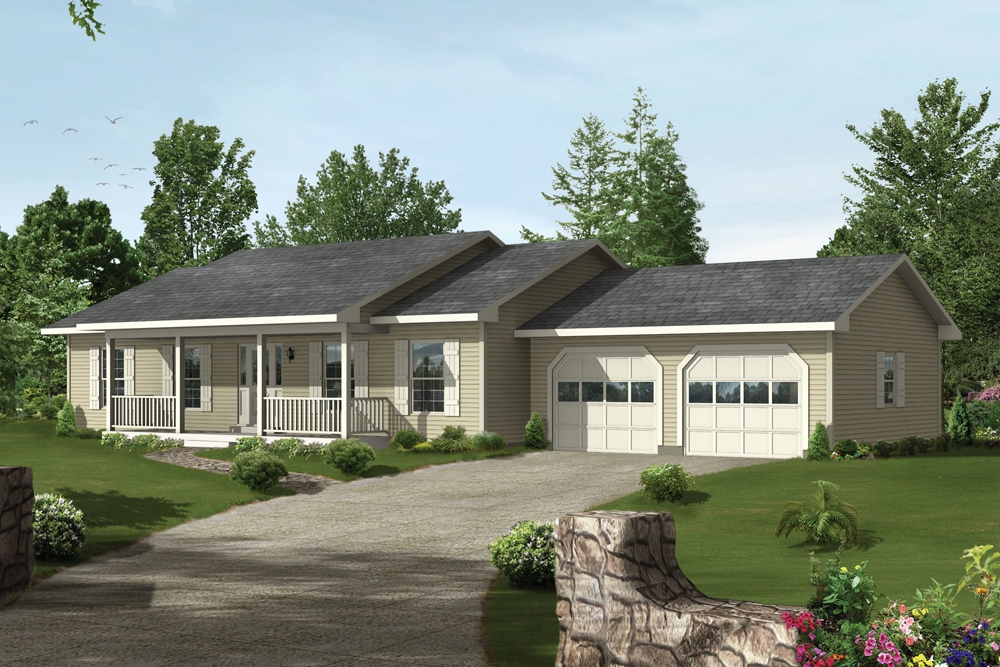 3-Bedroom, 1344 Sq Ft Ranch Home Plan - 138-1372 - Main Exterior